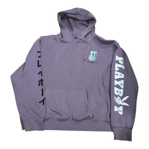 Playboy Club Hoodie Mens XL Purple Anime Bunny Graphic Sweatshirt